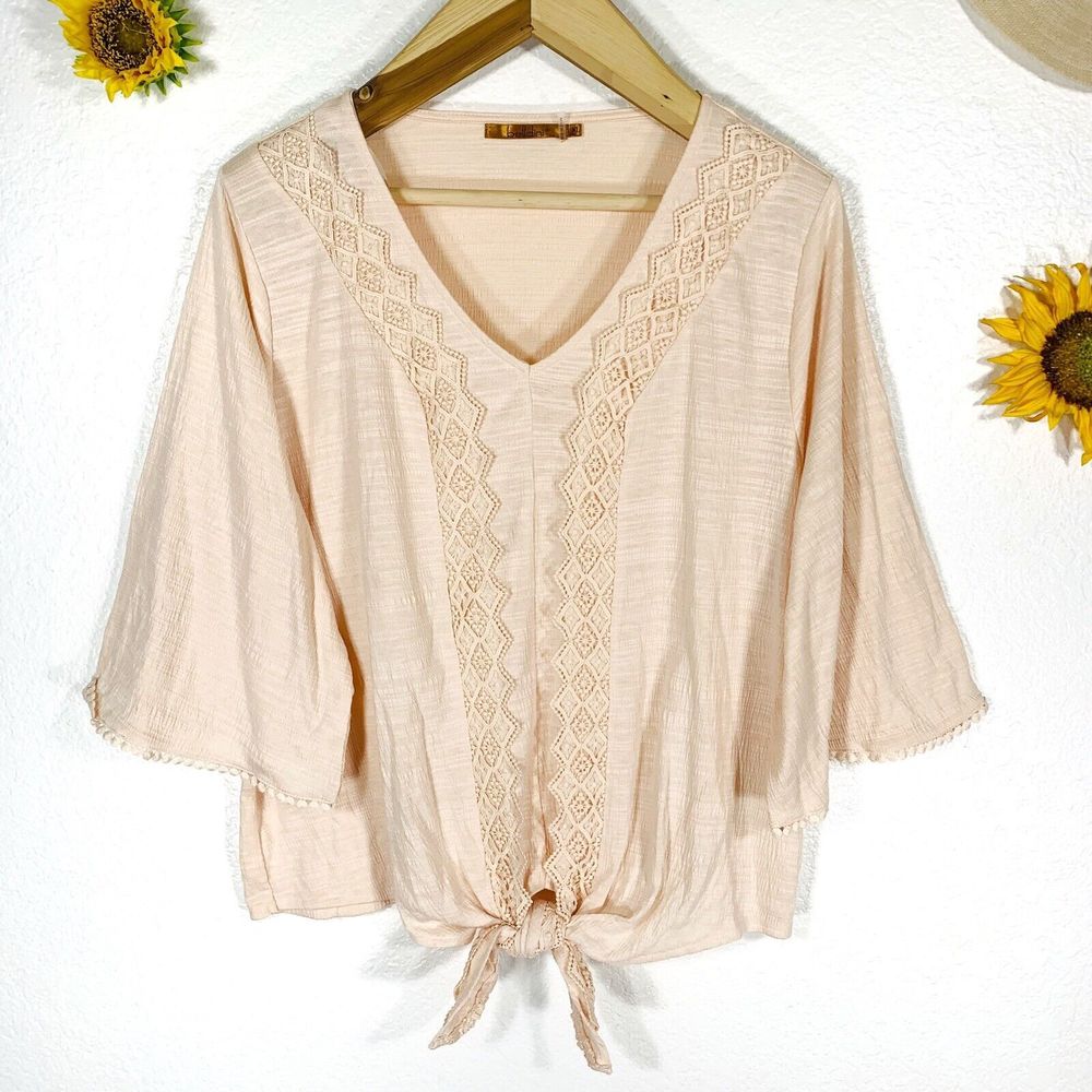 Belldini Peachy Ruched Dolman Sleeved Blouse Size Large Women’s